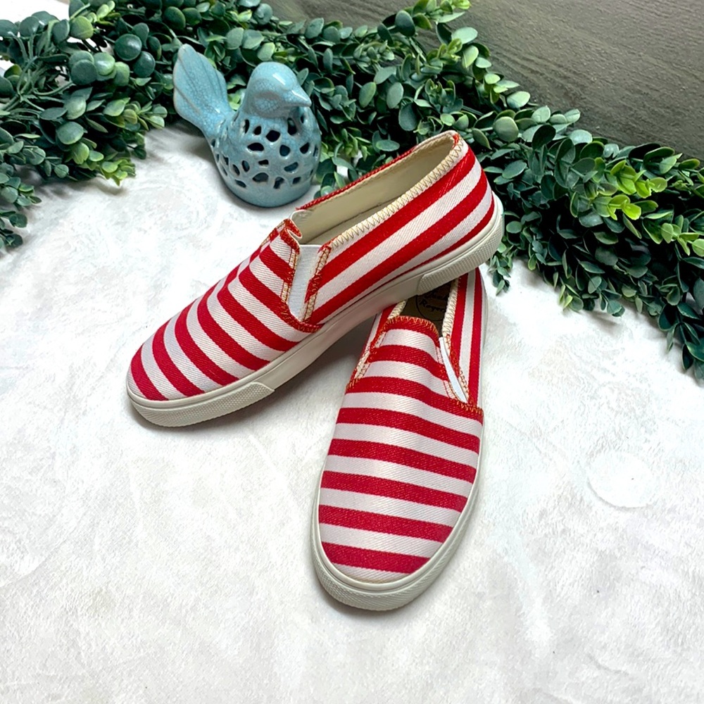 NWOT Jack Rogers nautical red white stripe slip on sneakers size 7M